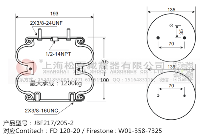 JBF217/205-2橡膠<a href='http://m.kagura77.com/' target='_blank'><u>空氣彈簧</u></a>