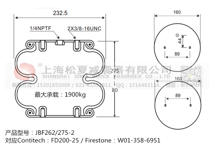 JBF262/275-2橡膠<a href='http://m.kagura77.com/' target='_blank'><u>空氣彈簧</u></a>