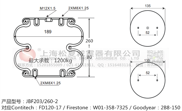 JBF203/260-2橡膠<a href='http://m.kagura77.com/' target='_blank'><u>空氣彈簧</u></a>